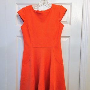 Sandra Darren Neon Orange Cap Sleeve Fit and Flare